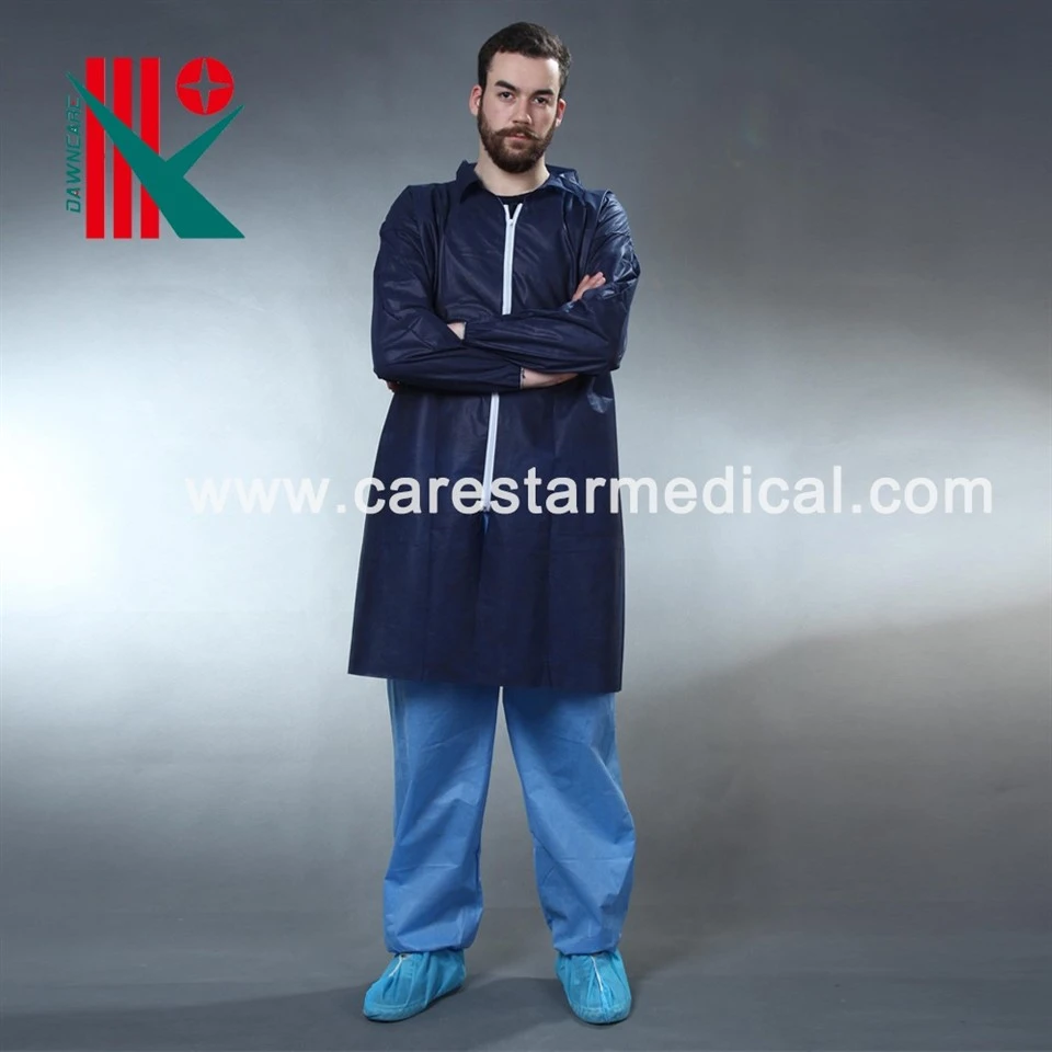 Disposable Non-Woven Breathable Spp/SMS/Microporous Lab Coats